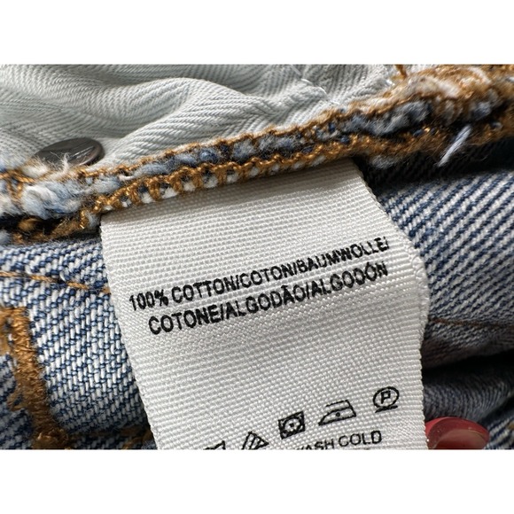 We the Free People Scarf Belt Button Fly Jean Shorts 26 Light Fringe Fray Cuffed - Picture 13 of 13